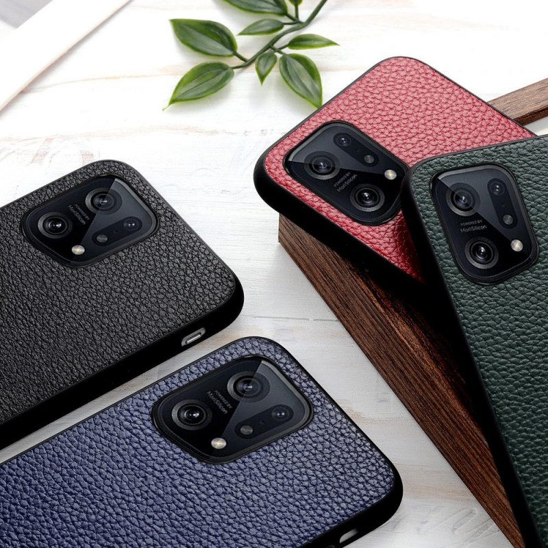 Cover Oppo Find X5 Vera Pelle Di Litchi