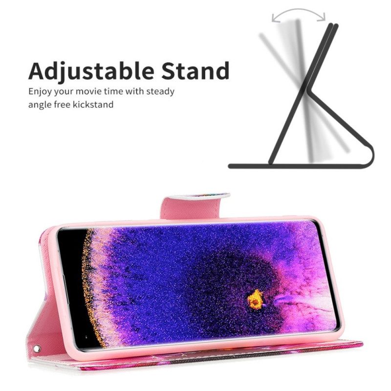 Custodia in pelle Oppo Find X5 Fiore Dell'acquerello