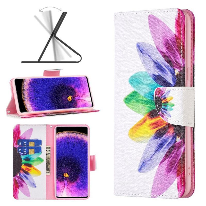 Custodia in pelle Oppo Find X5 Fiore Dell'acquerello