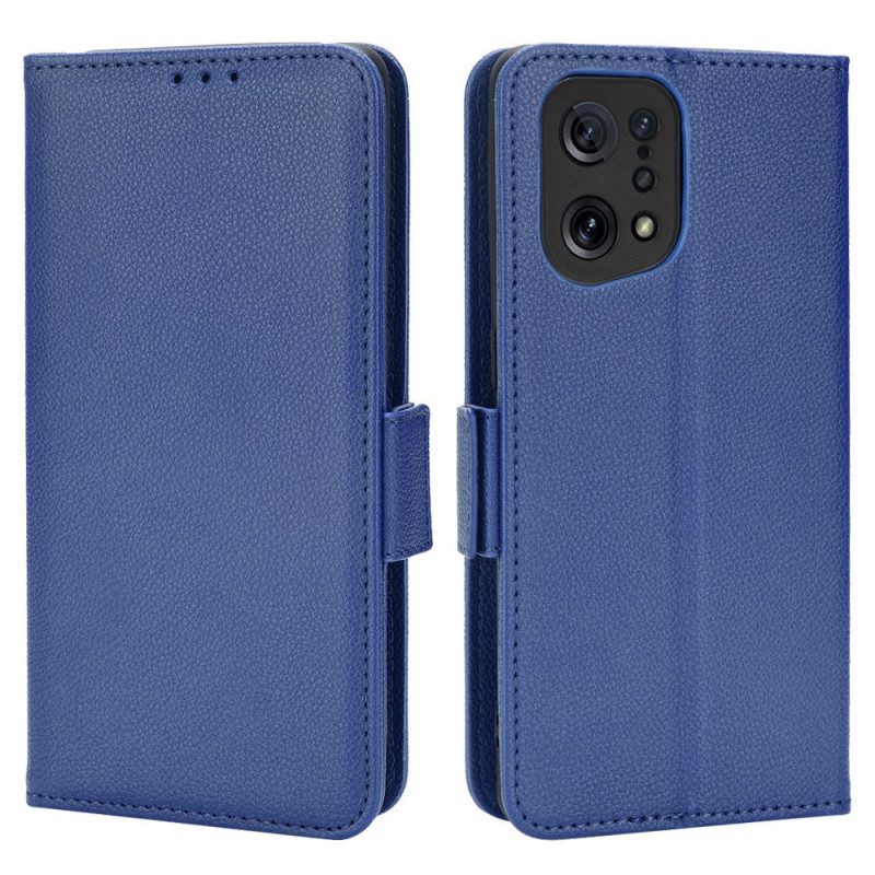 Custodia in pelle Oppo Find X5 Folio Cover Flap Doppio Nuovi Colori