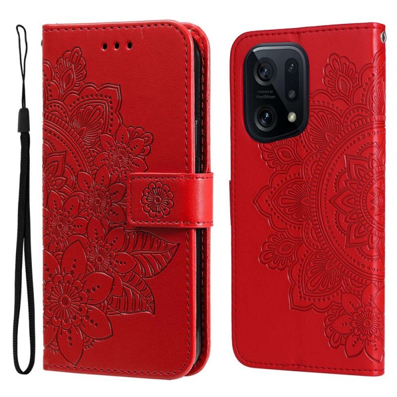 Custodia in pelle Oppo Find X5 Mandala Strappy