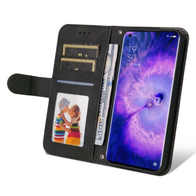 Custodia in pelle Oppo Find X5 Stile In Pelle Con Rivetto Decorativo