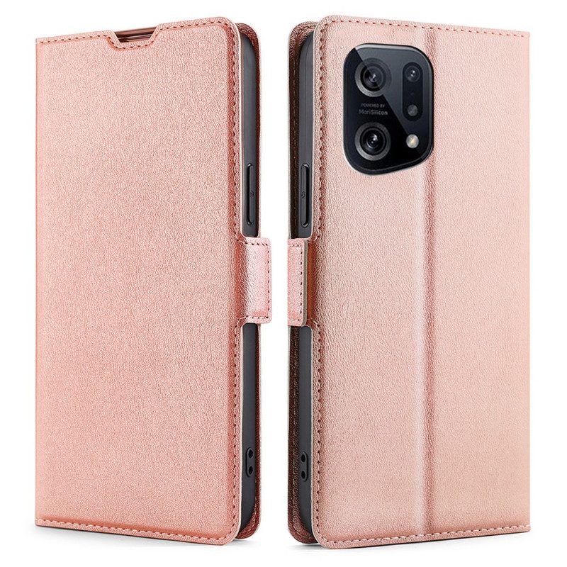 Folio Cover Oppo Find X5 Custodia in pelle Design A Doppia Patta