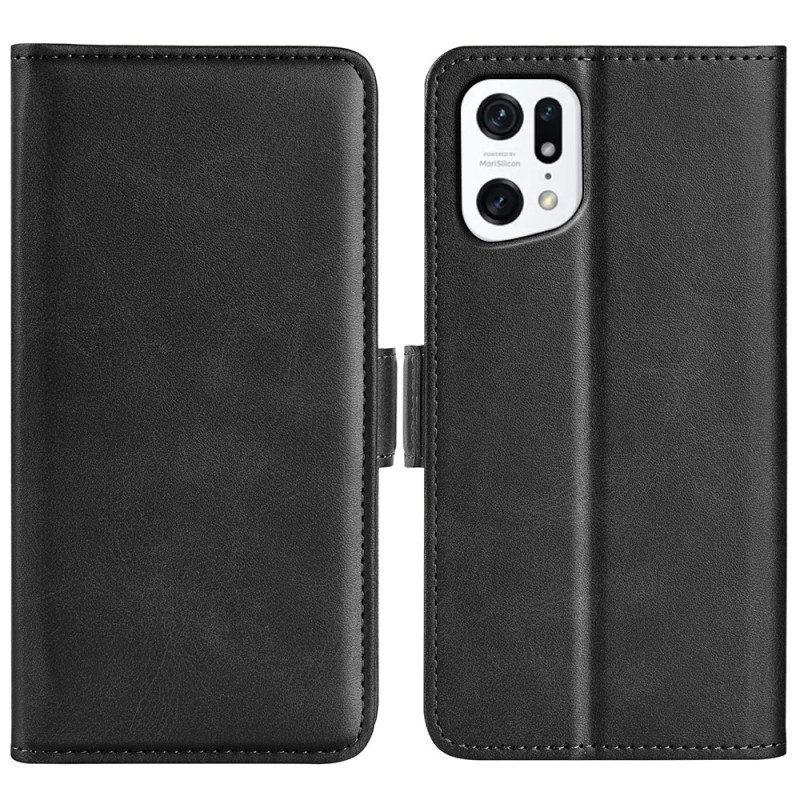 Folio Cover Oppo Find X5 Custodia in pelle Doppio Lembo