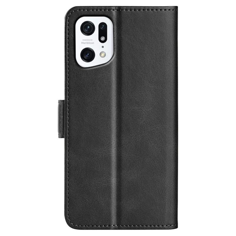 Folio Cover Oppo Find X5 Custodia in pelle Doppio Lembo