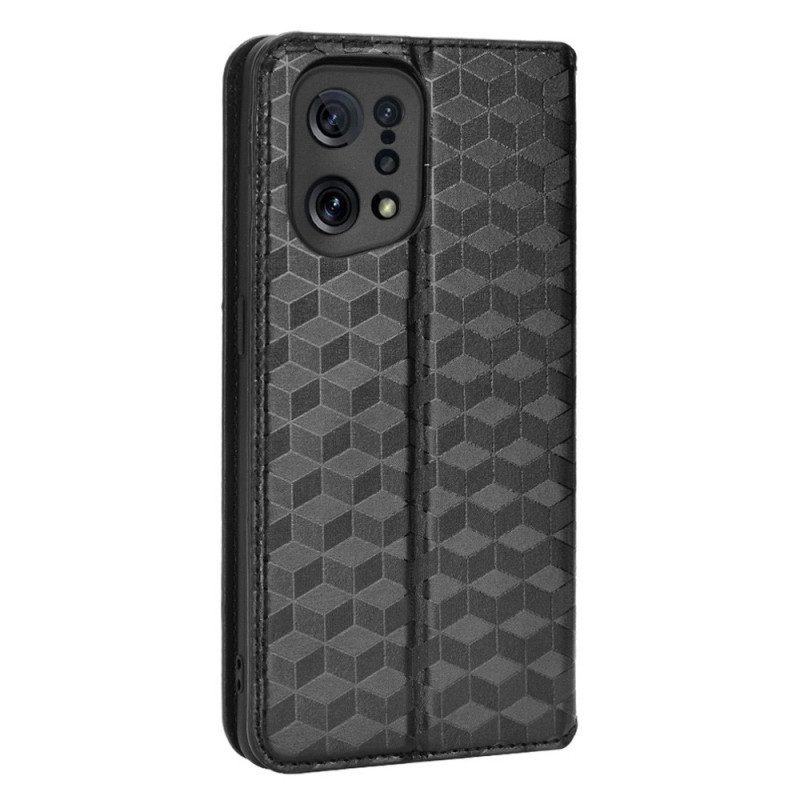 Folio Cover Oppo Find X5 Custodia in pelle Effetto Pelle Diamante