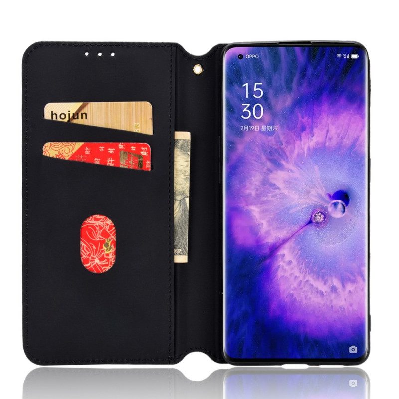 Folio Cover Oppo Find X5 Custodia in pelle Effetto Pelle Diamante