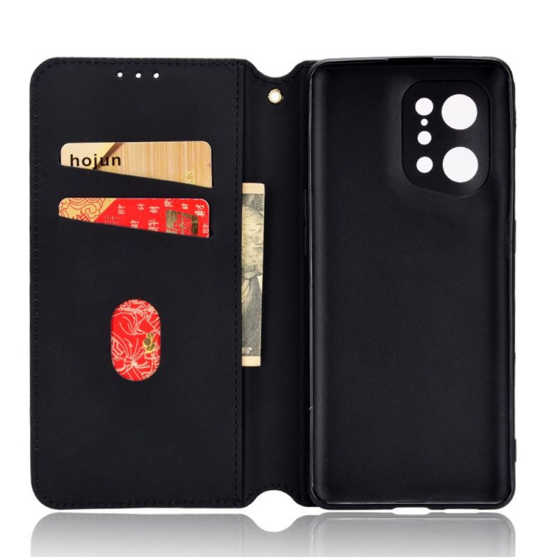 Folio Cover Oppo Find X5 Custodia in pelle Effetto Pelle Diamante