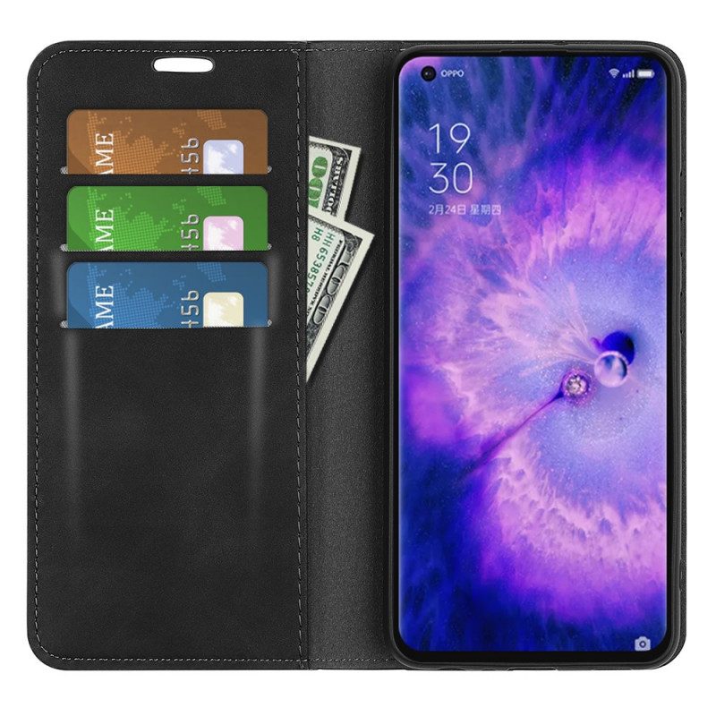 Folio Cover Oppo Find X5 Custodia in pelle Effetto Pelle Morbida Seta