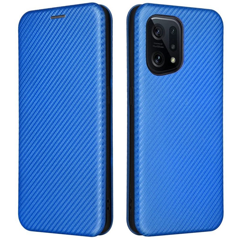 Folio Cover Oppo Find X5 Custodia in pelle Fibra Di Carbonio