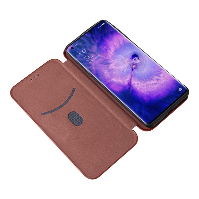 Folio Cover Oppo Find X5 Custodia in pelle Fibra Di Carbonio