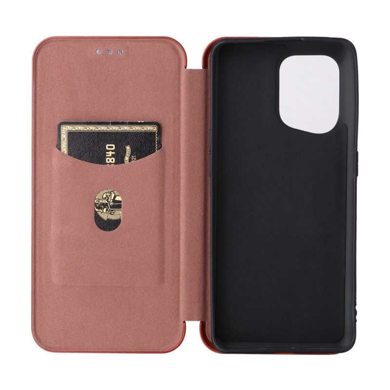 Folio Cover Oppo Find X5 Custodia in pelle Fibra Di Carbonio