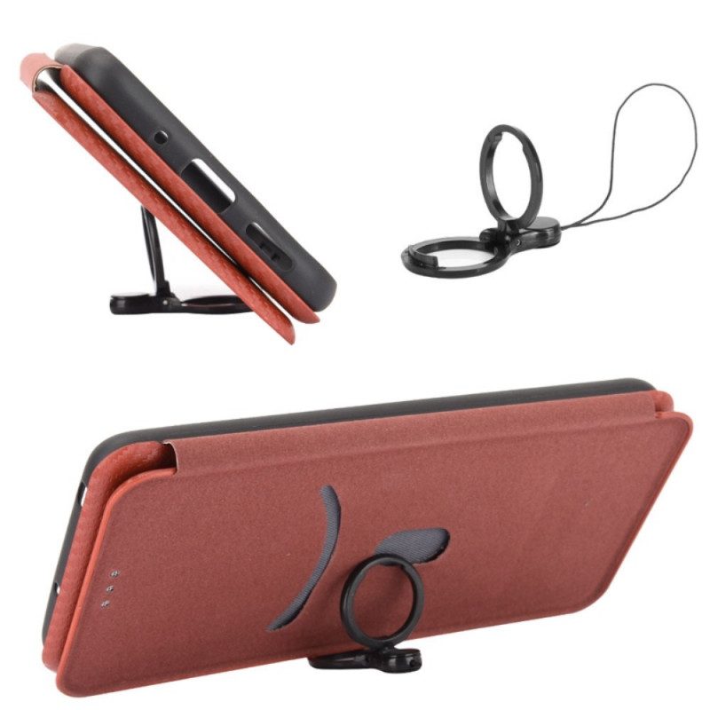 Folio Cover Oppo Find X5 Custodia in pelle Fibra Di Carbonio