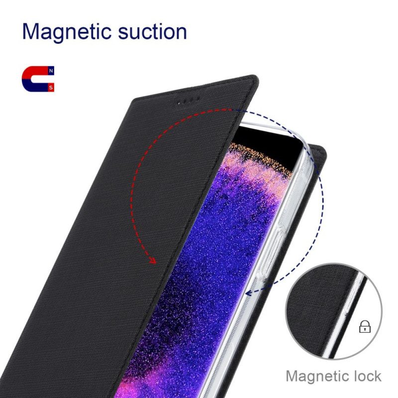 Folio Cover Oppo Find X5 Custodia in pelle Struttura Del Tessuto Vili