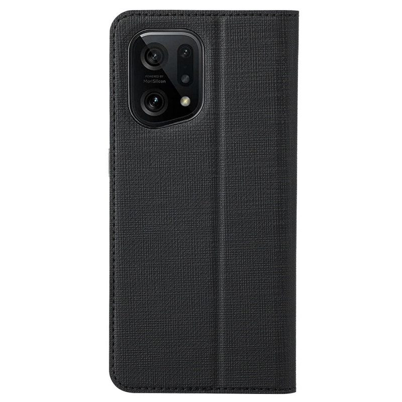 Folio Cover Oppo Find X5 Custodia in pelle Struttura Del Tessuto Vili