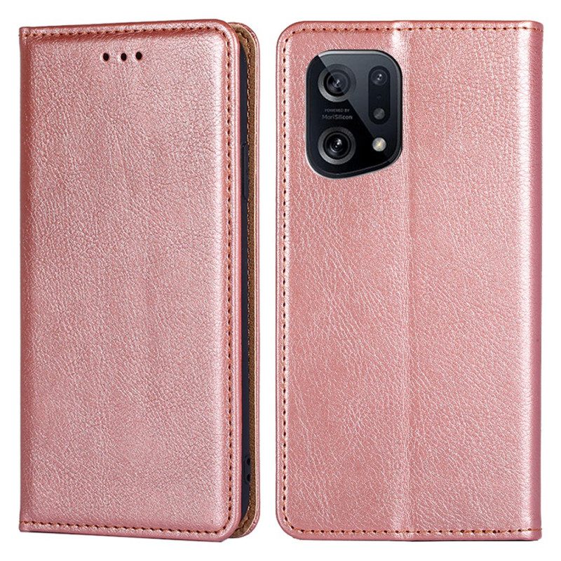 Folio Cover Oppo Find X5 Custodia in pelle Tinta Unita