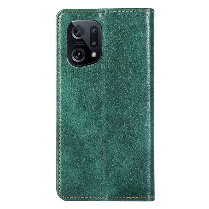 Folio Cover Oppo Find X5 Custodia in pelle Tinta Unita