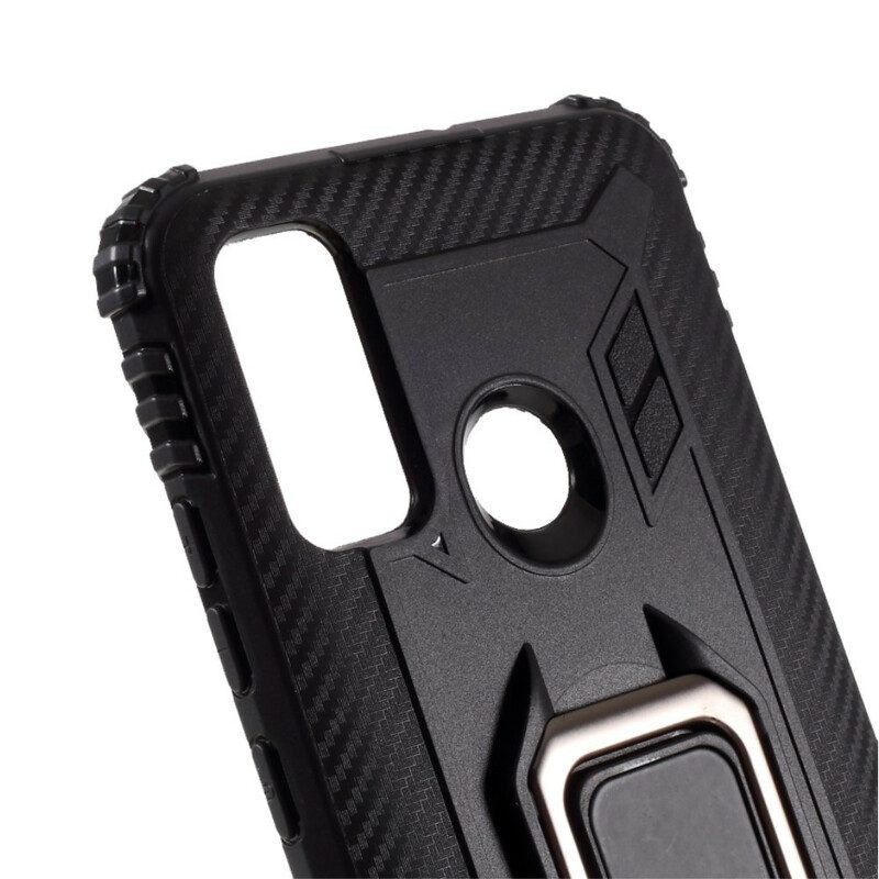 Cover Huawei P Smart 2020 Anello E Fibra Di Carbonio