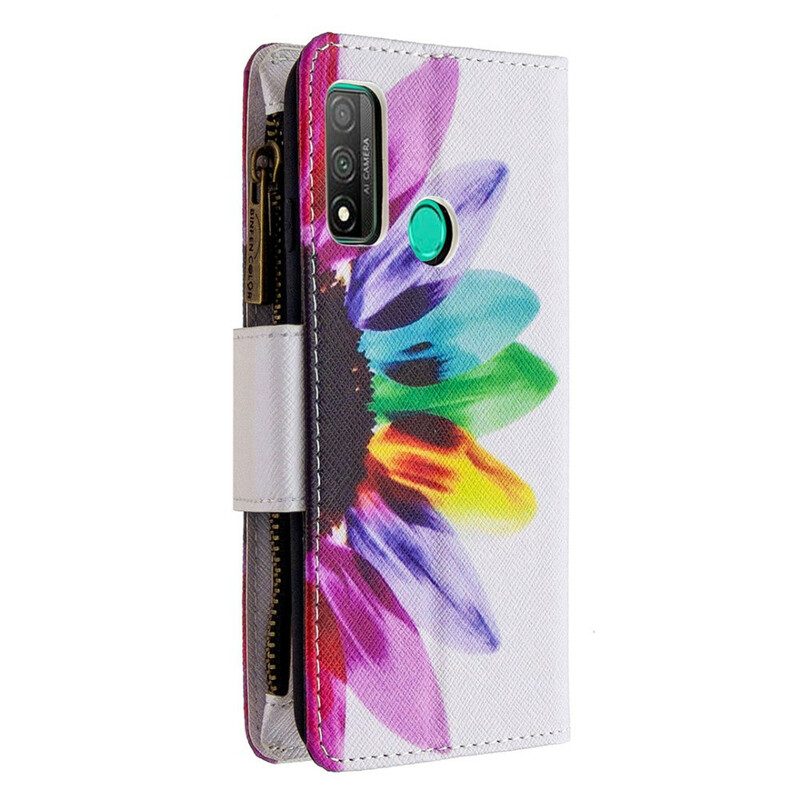 Custodia A Portafoglio Huawei P Smart 2020 Tasca Con Zip A Fiore