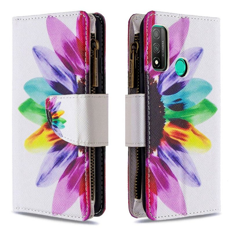 Custodia A Portafoglio Huawei P Smart 2020 Tasca Con Zip A Fiore