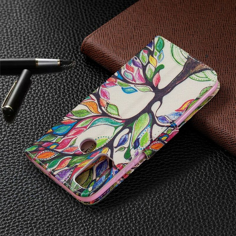 Custodia in pelle Huawei P Smart 2020 Albero Colorato