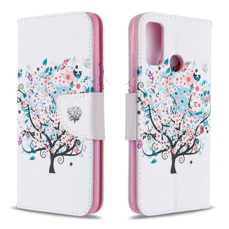 Custodia in pelle Huawei P Smart 2020 Albero Fiorito