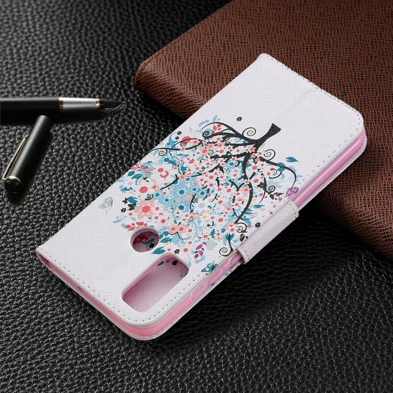 Custodia in pelle Huawei P Smart 2020 Albero Fiorito