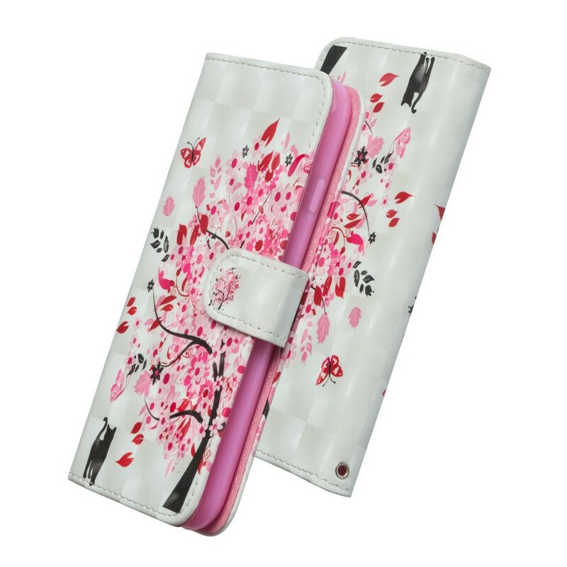 Custodia in pelle Huawei P Smart 2020 Albero Rosa