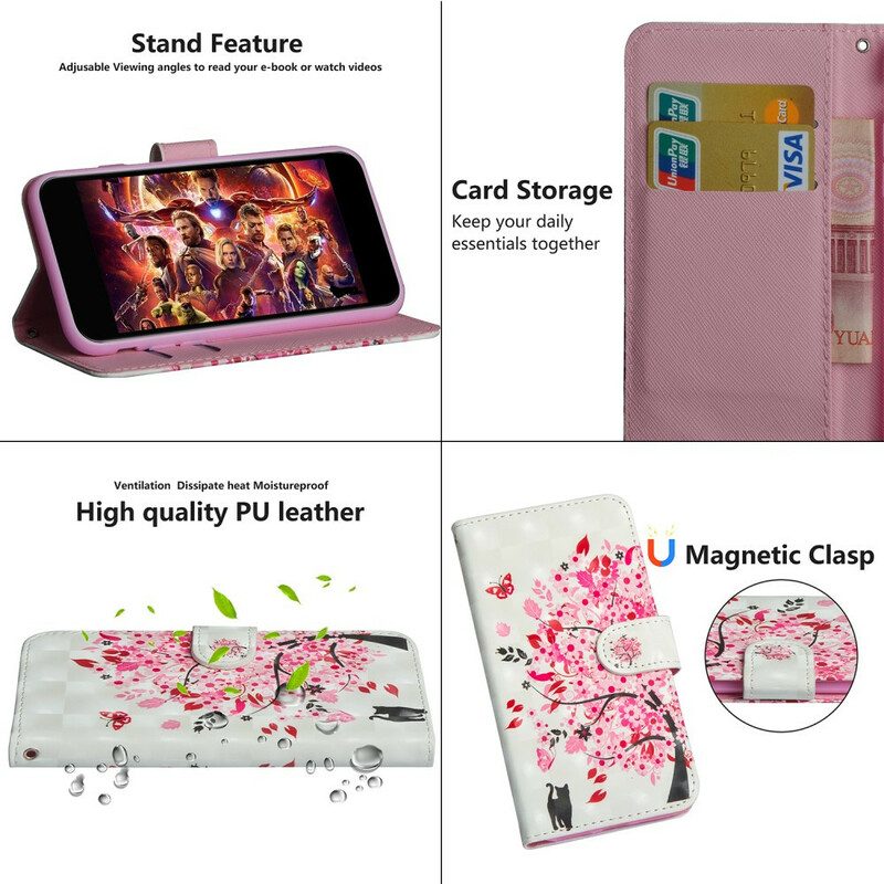 Custodia in pelle Huawei P Smart 2020 Albero Rosa