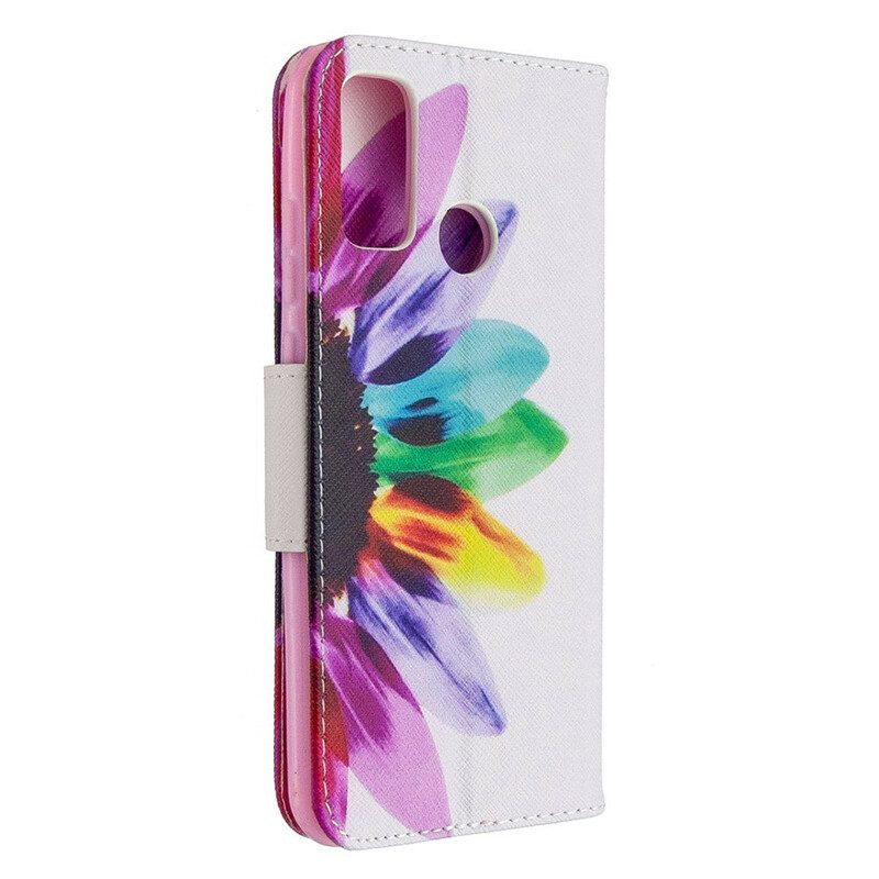 Custodia in pelle Huawei P Smart 2020 Fiore Dell'acquerello