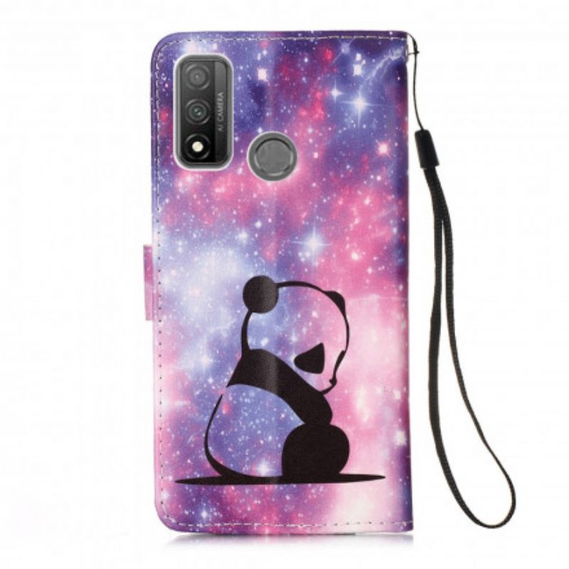 Custodia in pelle Huawei P Smart 2020 Lanyard Panda Riflessioni