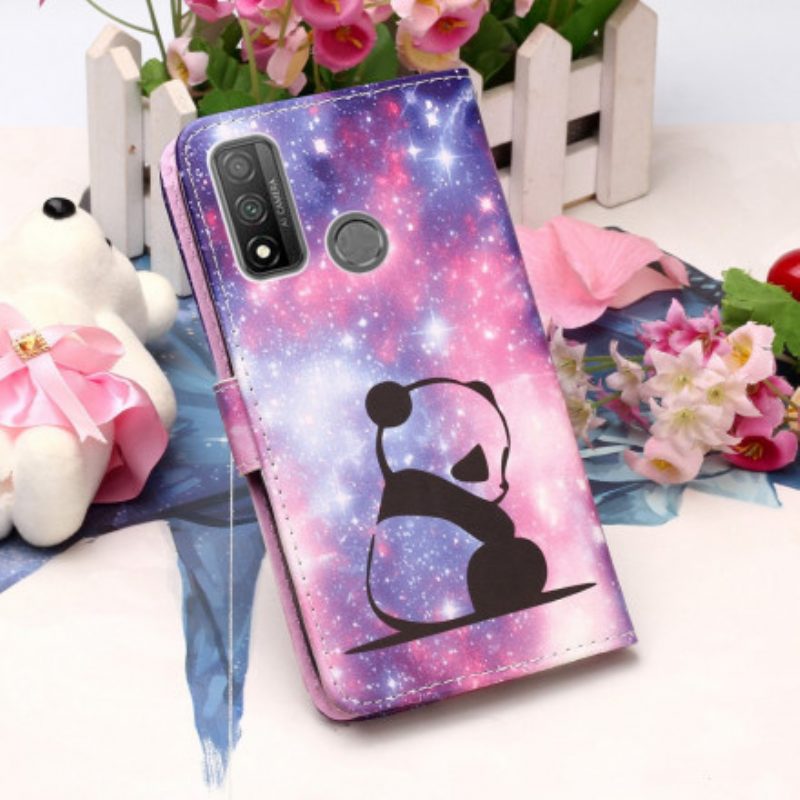 Custodia in pelle Huawei P Smart 2020 Lanyard Panda Riflessioni