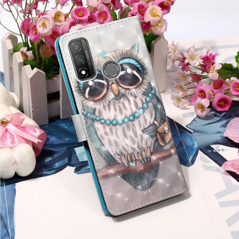 Custodia in pelle Huawei P Smart 2020 Signorina Gufo Con Cinturino