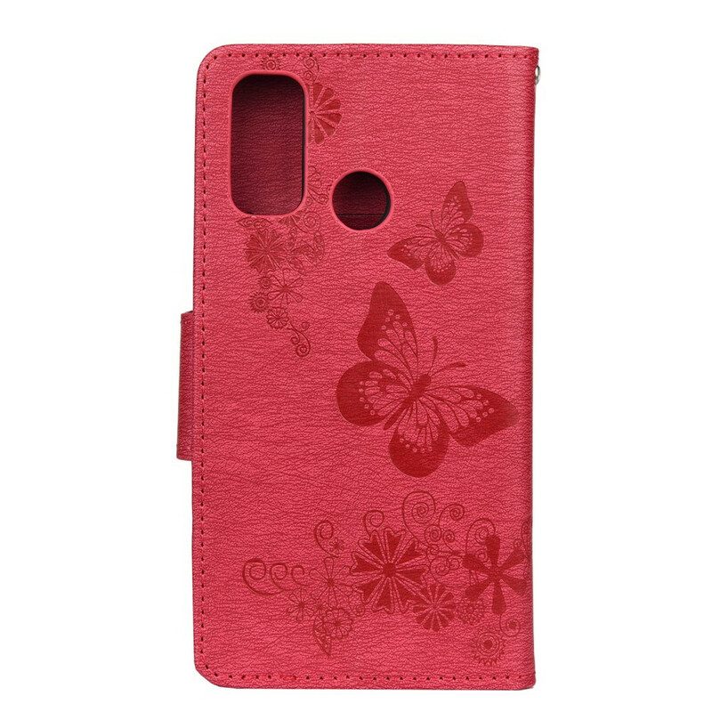 Custodia in pelle Huawei P Smart 2020 Splendide Farfalle Cinturino