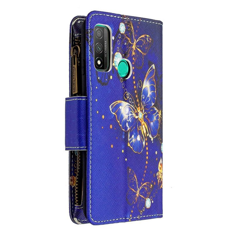 Custodia in pelle Huawei P Smart 2020 Tasca Con Cerniera Per Farfalle