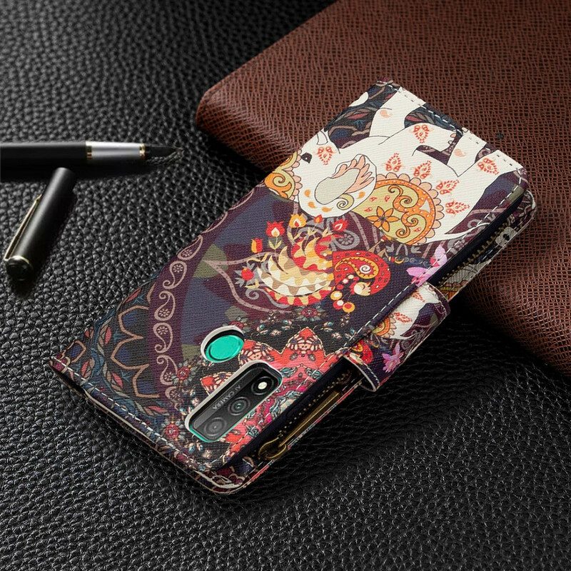 Custodia in pelle Huawei P Smart 2020 Tasca Con Zip A Forma Di Elefante