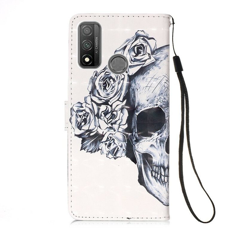 Custodia in pelle Huawei P Smart 2020 Teschio Fiorito