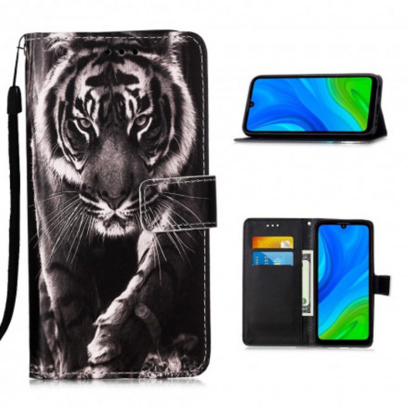 Custodia in pelle Huawei P Smart 2020 Tigre Notturna