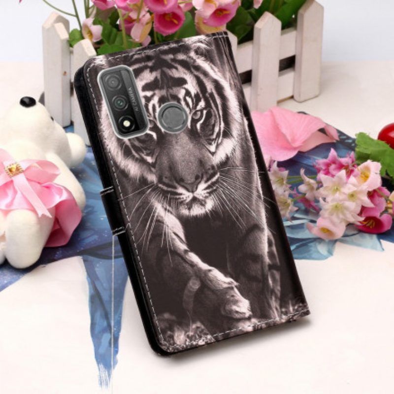 Custodia in pelle Huawei P Smart 2020 Tigre Notturna