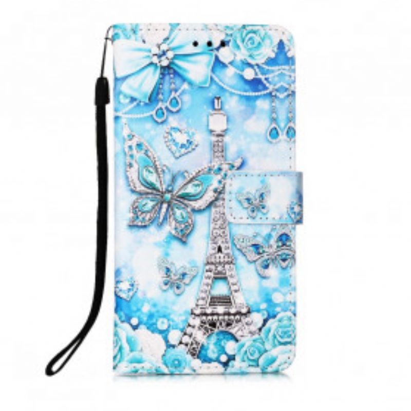 Folio Cover Huawei P Smart 2020 Cinturino A Farfalla Della Torre Eiffel