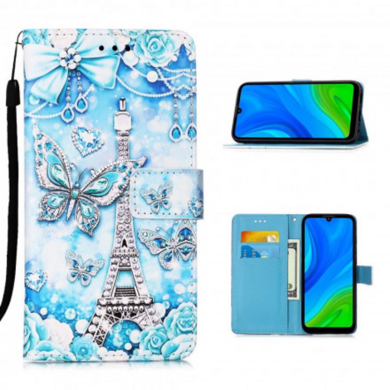 Folio Cover Huawei P Smart 2020 Cinturino A Farfalla Della Torre Eiffel