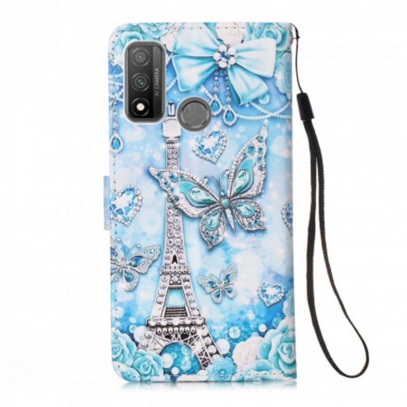 Folio Cover Huawei P Smart 2020 Cinturino A Farfalla Della Torre Eiffel