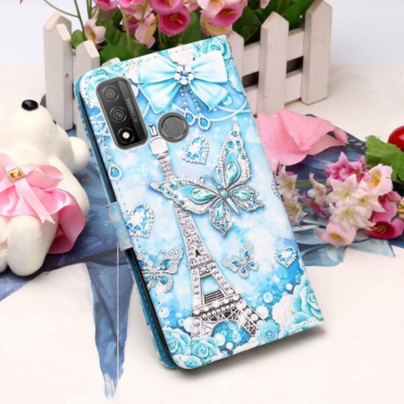 Folio Cover Huawei P Smart 2020 Cinturino A Farfalla Della Torre Eiffel