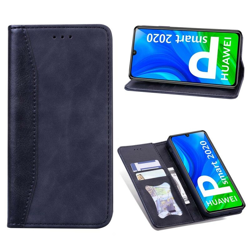 Folio Cover Huawei P Smart 2020 Custodia in pelle Effetto Pelle Business Bicolore