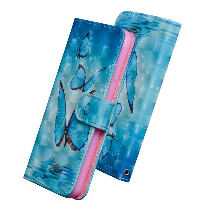 Folio Cover Huawei P Smart 2020 Farfalle Blu Volanti