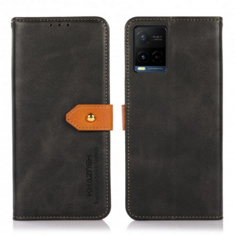 Folio Cover Vivo Y33s Chiusura Dorata Bicolore Khazneh