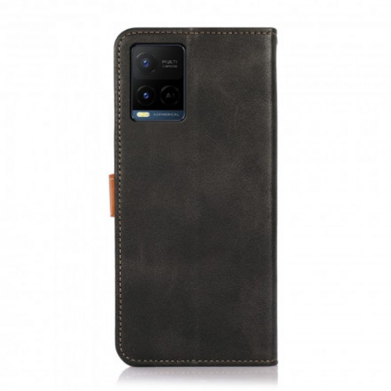 Folio Cover Vivo Y33s Chiusura Dorata Bicolore Khazneh