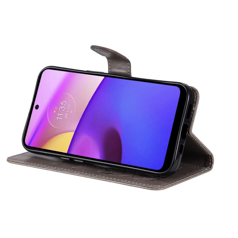 Custodia in pelle Moto E40 / E30 / E20 Gatto E Ape Con Cordino