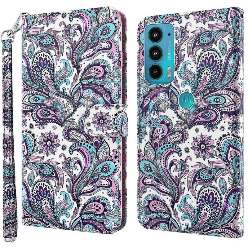 Custodia in pelle Moto E40 / E30 / E20 Paisley