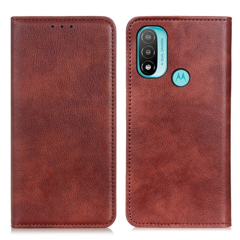 Folio Cover Moto E40 / E30 / E20 Custodia in pelle Crosta Di Pelle Testurizzata